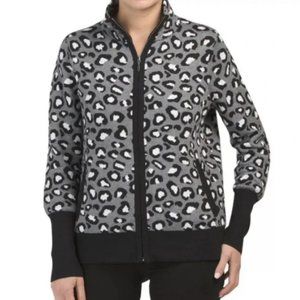 RACHEL ZOE | leopard print zip up sweater